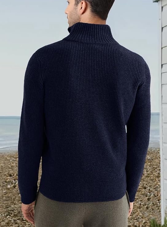 Halvion | Eleganter Herrenpullover mit halbem Reißverschluss – Stilvoller italienischer Pullover für Freizeit und Business