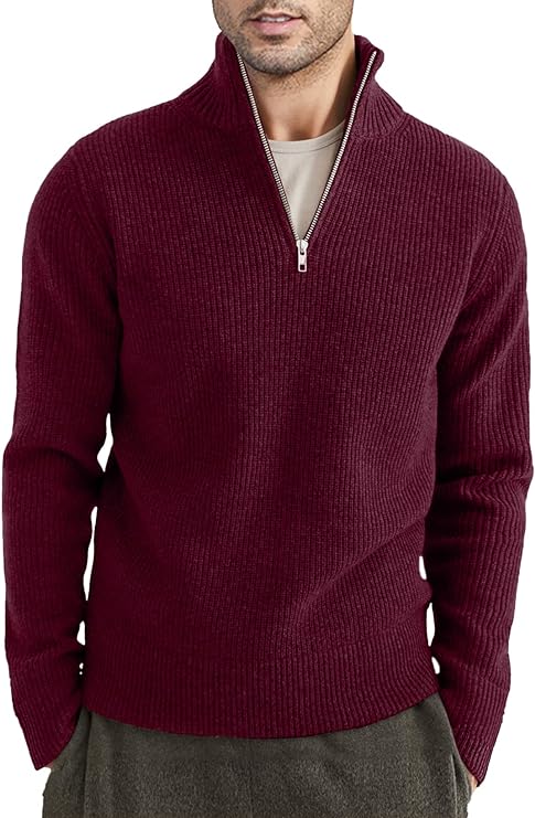 Halvion | Eleganter Herrenpullover mit halbem Reißverschluss – Stilvoller italienischer Pullover für Freizeit und Business