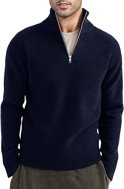 Halvion | Eleganter Herrenpullover mit halbem Reißverschluss – Stilvoller italienischer Pullover für Freizeit und Business