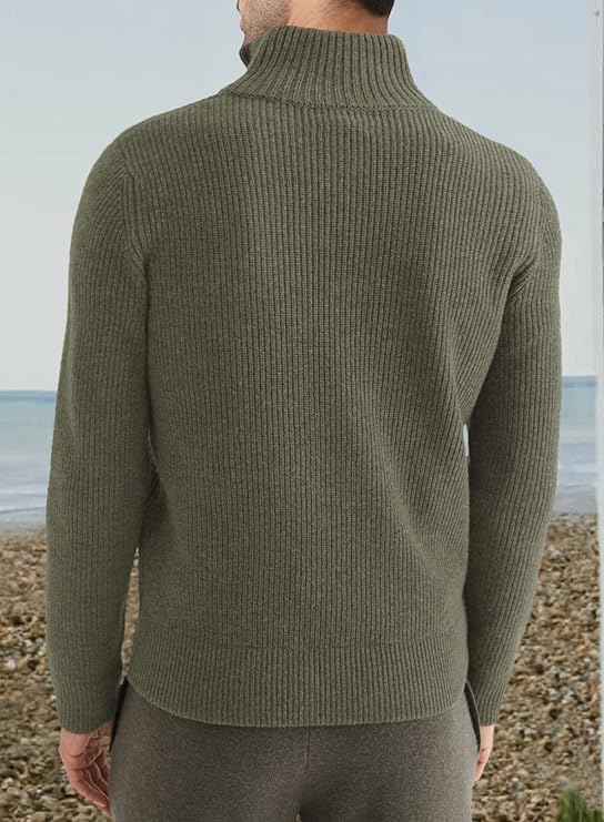 Halvion | Eleganter Herrenpullover mit halbem Reißverschluss – Stilvoller italienischer Pullover für Freizeit und Business