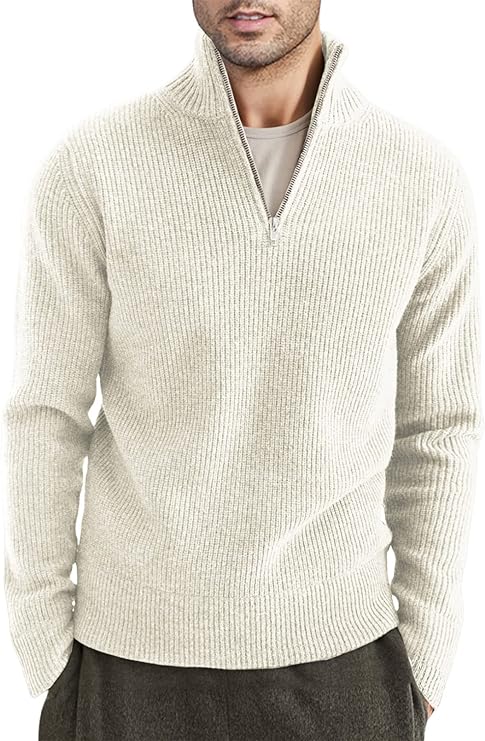 Halvion | Eleganter Herrenpullover mit halbem Reißverschluss – Stilvoller italienischer Pullover für Freizeit und Business