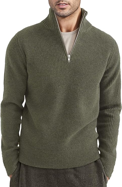 Halvion | Eleganter Herrenpullover mit halbem Reißverschluss – Stilvoller italienischer Pullover für Freizeit und Business
