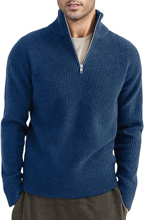 Halvion | Eleganter Herrenpullover mit halbem Reißverschluss – Stilvoller italienischer Pullover für Freizeit und Business