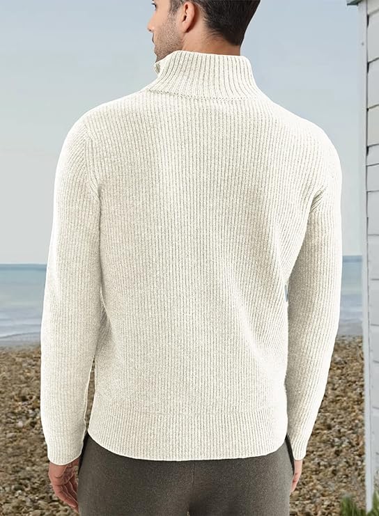 Halvion | Eleganter Herrenpullover mit halbem Reißverschluss – Stilvoller italienischer Pullover für Freizeit und Business