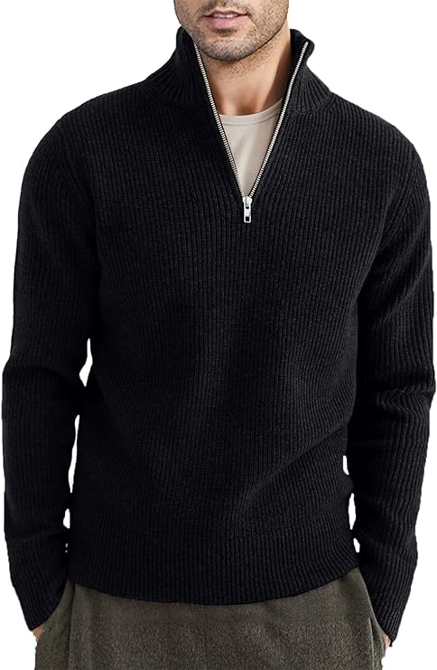Halvion | Eleganter Herrenpullover mit halbem Reißverschluss – Stilvoller italienischer Pullover für Freizeit und Business