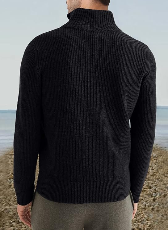 Halvion | Eleganter Herrenpullover mit halbem Reißverschluss – Stilvoller italienischer Pullover für Freizeit und Business