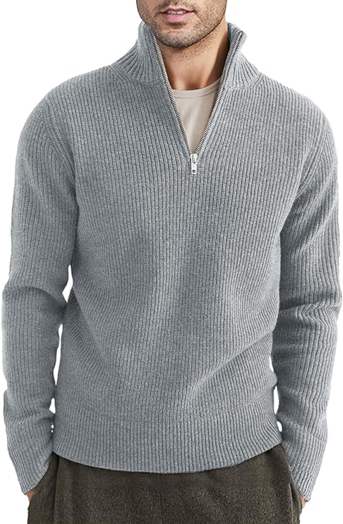 Halvion | Eleganter Herrenpullover mit halbem Reißverschluss – Stilvoller italienischer Pullover für Freizeit und Business
