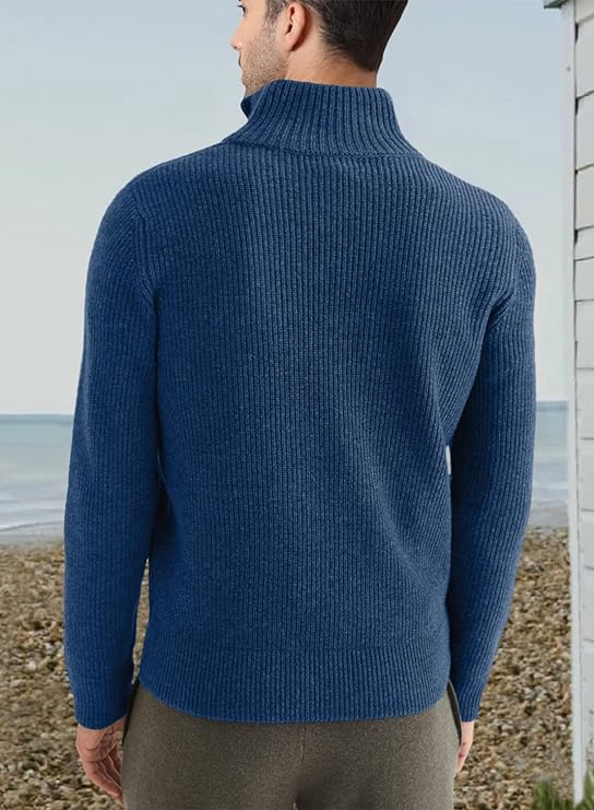 Halvion | Eleganter Herrenpullover mit halbem Reißverschluss – Stilvoller italienischer Pullover für Freizeit und Business
