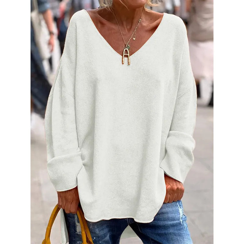 Yvette | Elegante losse blouse met V-hals voor dames – Lichtgewicht soepelvallende top