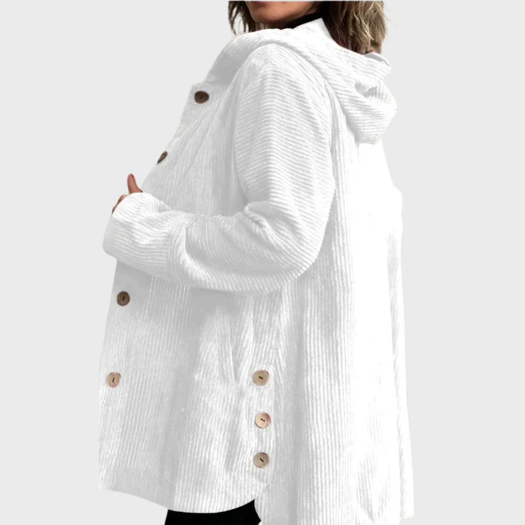 Zavira | Veste à capuche en velours côtelé pour femme - Veste zippée décontractée et confortable pour l'automne et l'hiver