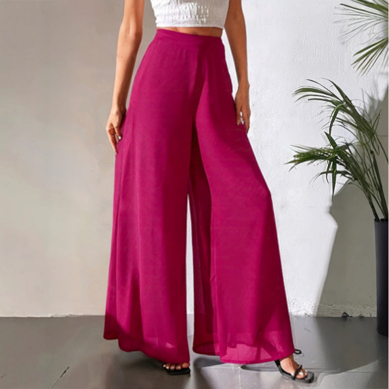 Xirelia | Wijde Chiffon Damesbroek – Luchtige en Zwierige Pantalon Casual Zomerse Palazzo Broek