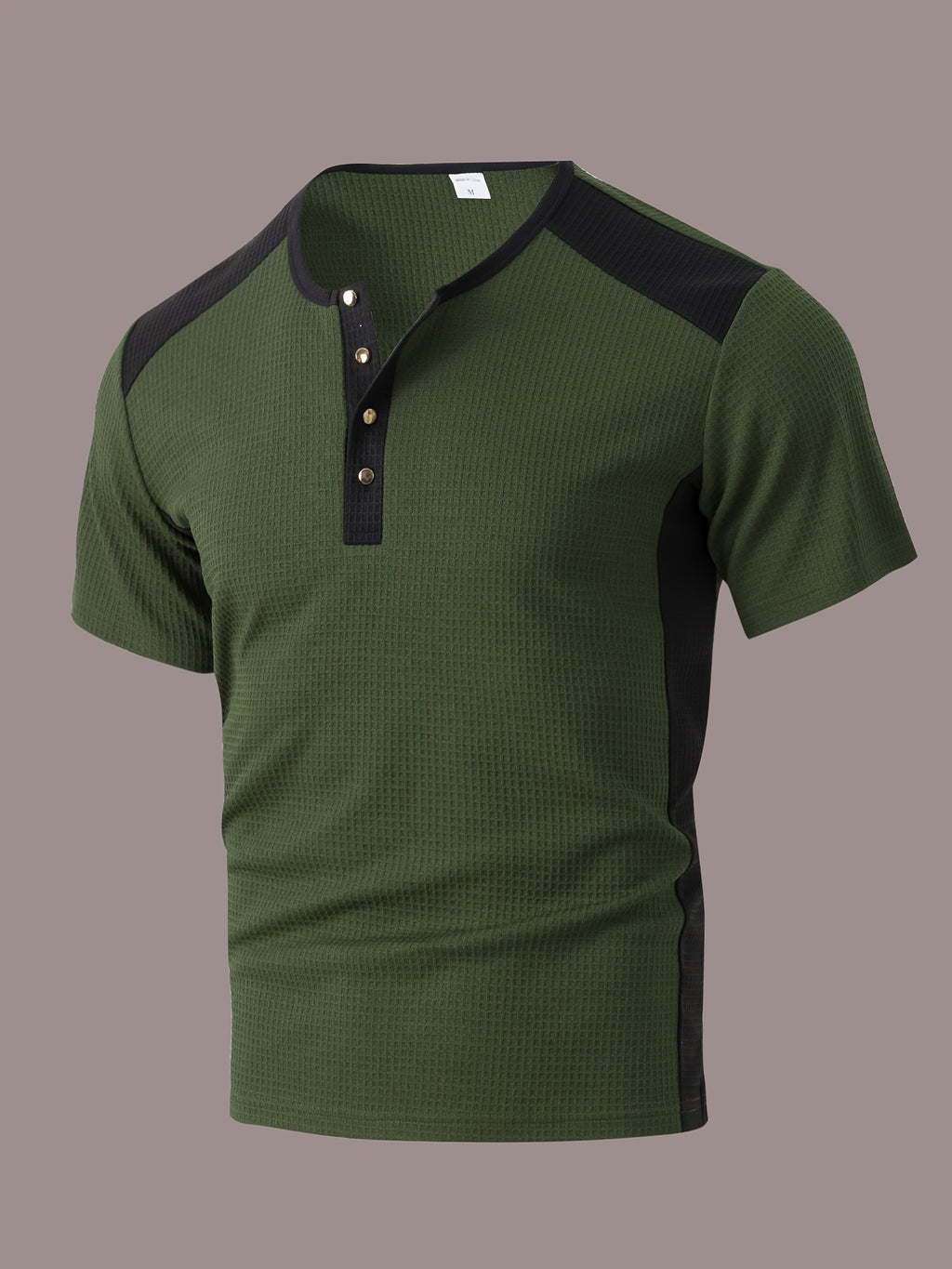 Elrik | Wafelpolo voor heren – Zwart-wit T-shirt met kleurblokken in casual zakelijke stijl