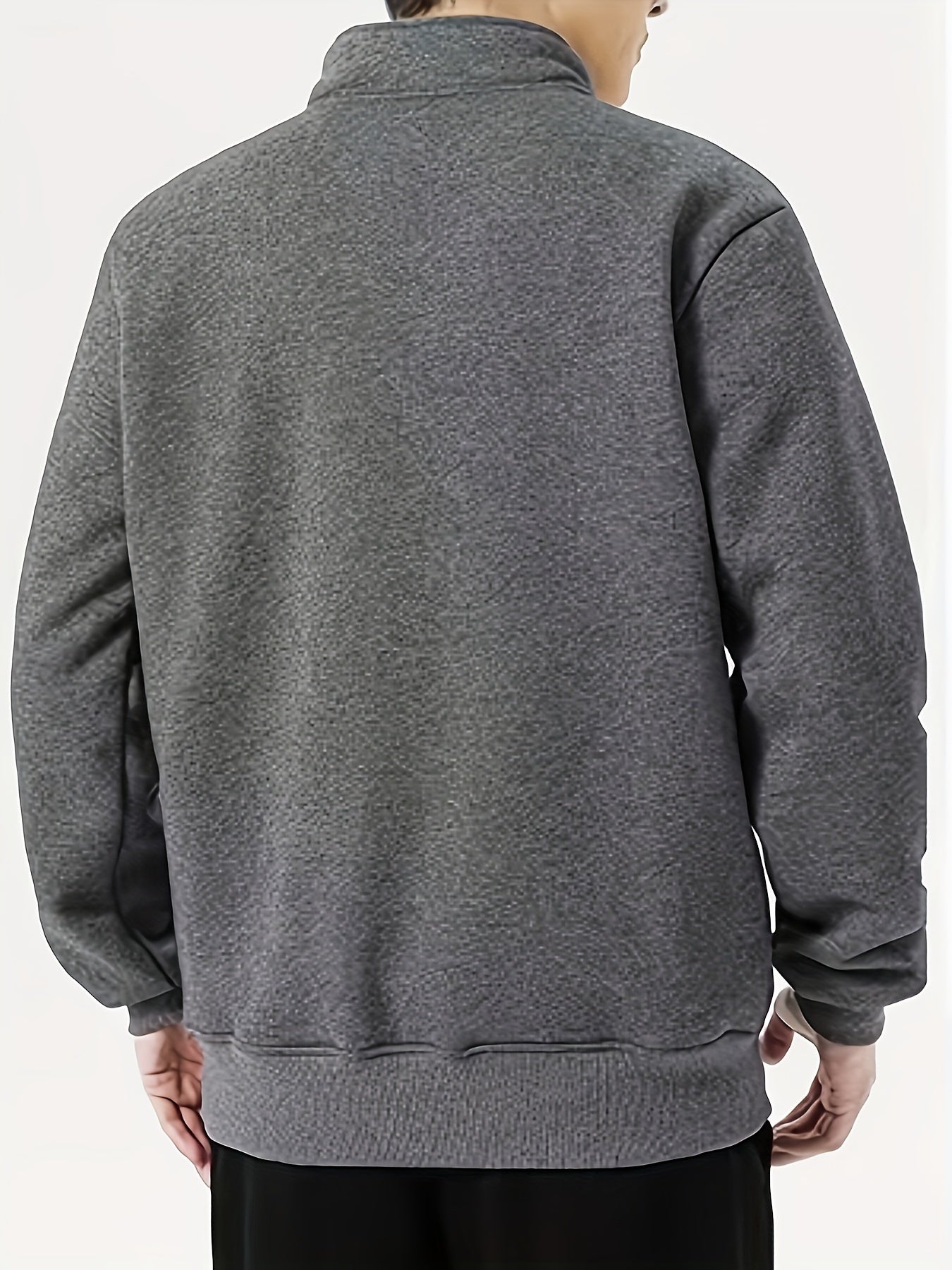 Cadrian | Heren sweatshirt met fleecevoering – Comfortabel zwart shirt met lange mouwen en borduursel, casual trui
