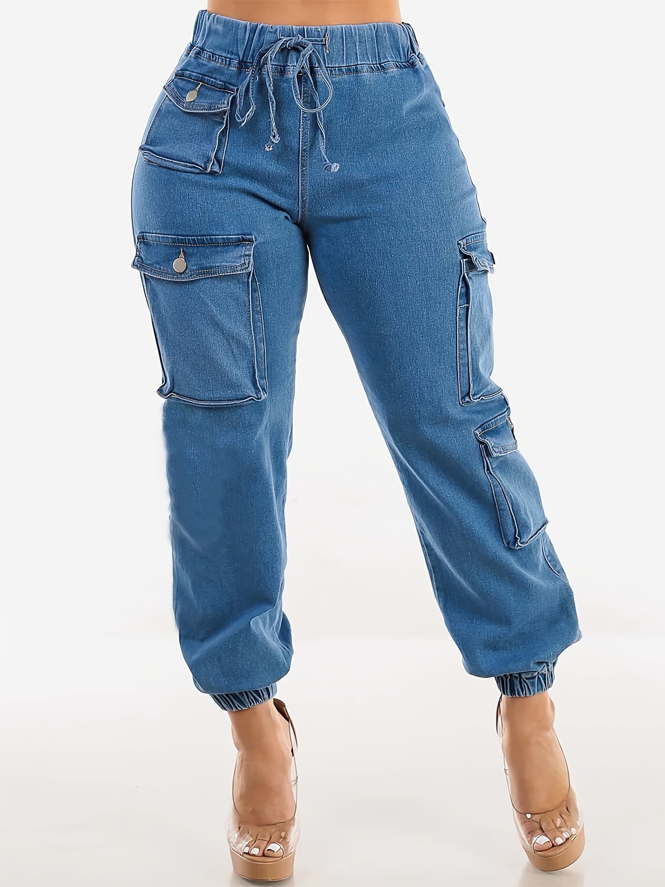 Vjollca | Cargo jeans met hoge stretch voor dames - handige zakken, comfortabele pasvorm