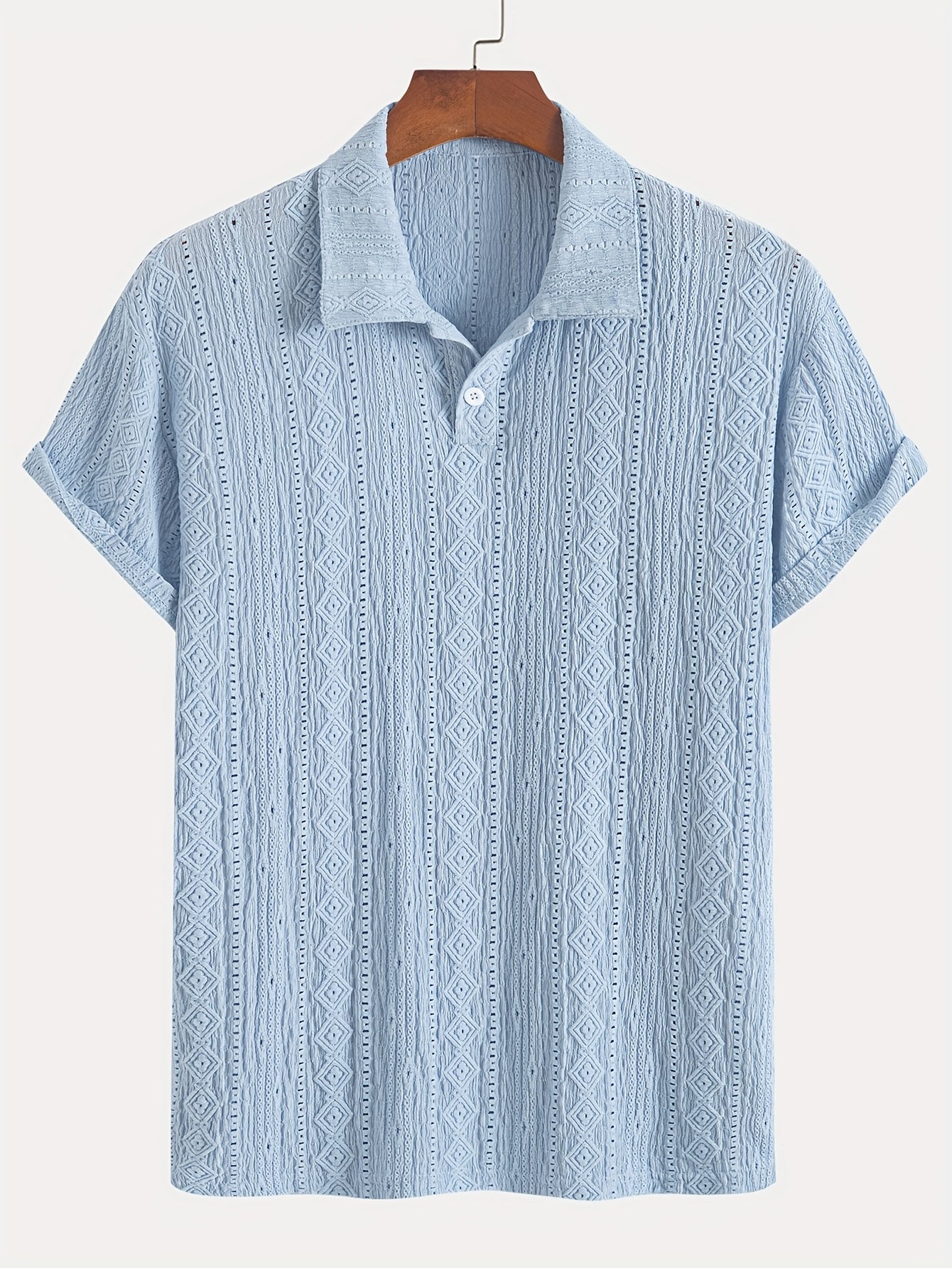 Volric | Gestricktes Herren-Poloshirt – Lochstickerei, atmungsaktiv, Kurzarm