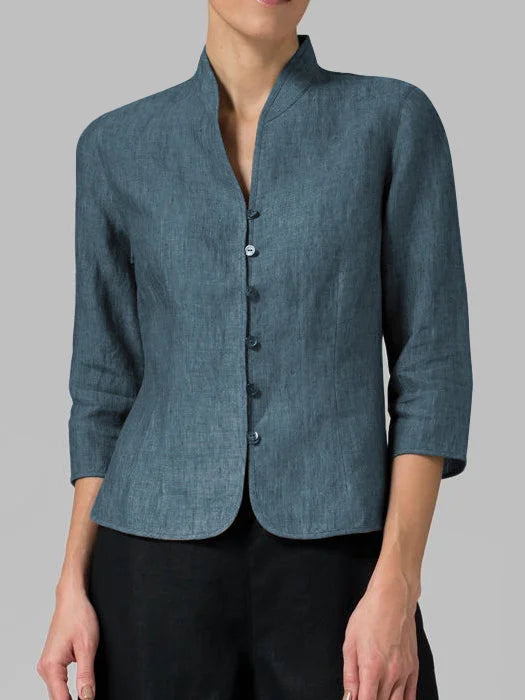 Tala | Damesblouse met hoge kraag – Elegante casual top met lange mouwen