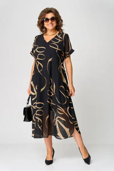 Hynira | Chiffonjurk in grote maten – Elegante, soepel vallende maxi-jurk