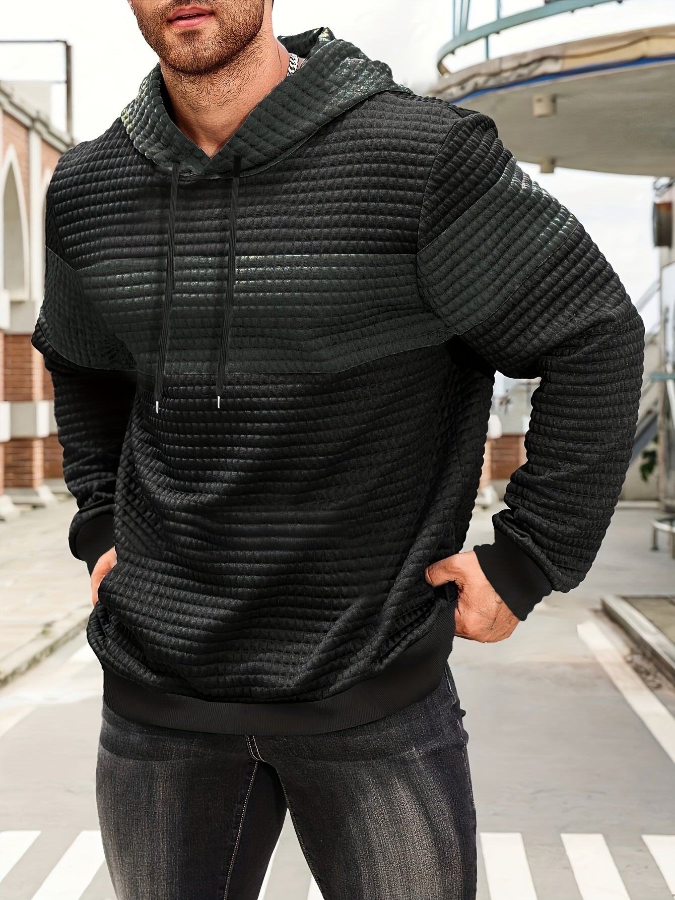 Sylas | Heren hoodiesweater met kleurblokken, casual pullover, trendy streetwear