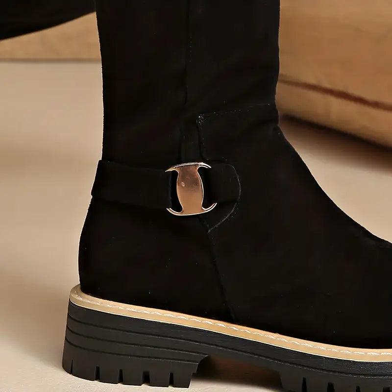 Walkra | Dameslaarzen van suède-look met dikke antislipzolen – Stijlvolle, comfortabele winterlaarzen