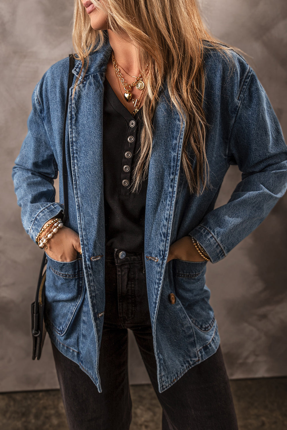 Tavrinae | Dames Casual Denim Jack – Reverskraag, Zijzakken en Klassieke Pasvorm