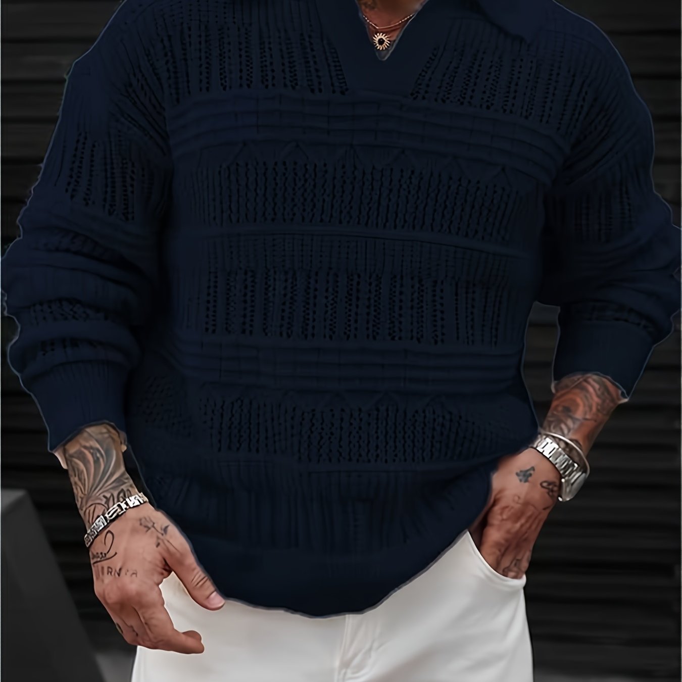 Zayrik | Heren Gebreide Trui met Kraag – Herfst Winter Pullover met Lange Mouwen
