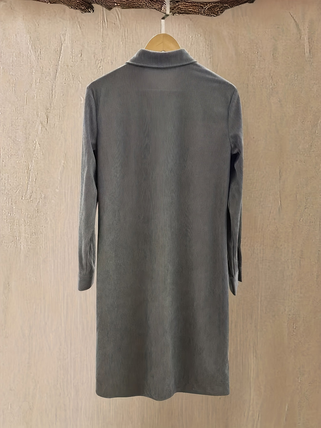 Vinaya | Elegante corduroy shirtjurk voor dames met zakken, casual werkkledingstijl