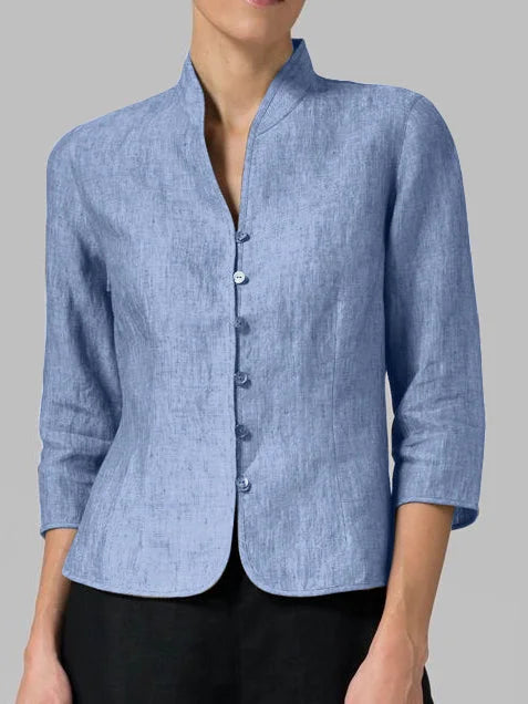 Tala | Damesblouse met hoge kraag – Elegante casual top met lange mouwen
