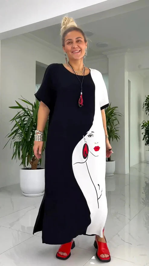 Laelyra | Midi-jurk voor dames – Elegante, soepel vallende jurk van halflange lengte