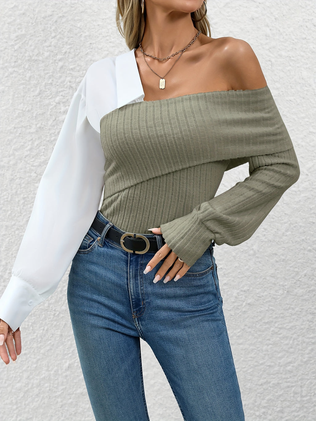 Ianthe | Casual damesoverhemd met kleurblokken – Elegant model met lange mouwen