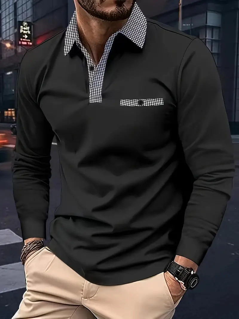 Cassiel | Langärmliges Herren-Poloshirt – Klassisches Freizeithemd für Herren, bequem und atmungsaktiv