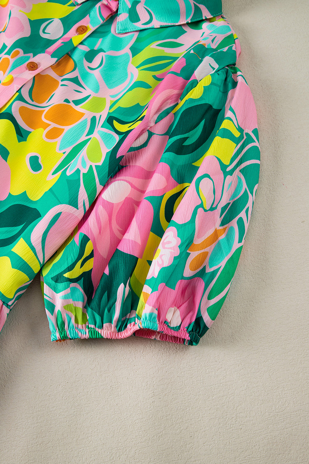 Melantha | Groene bloemenprint babydoll jurk met pofmouwen en kraag – Lichtgewicht zomerjurk