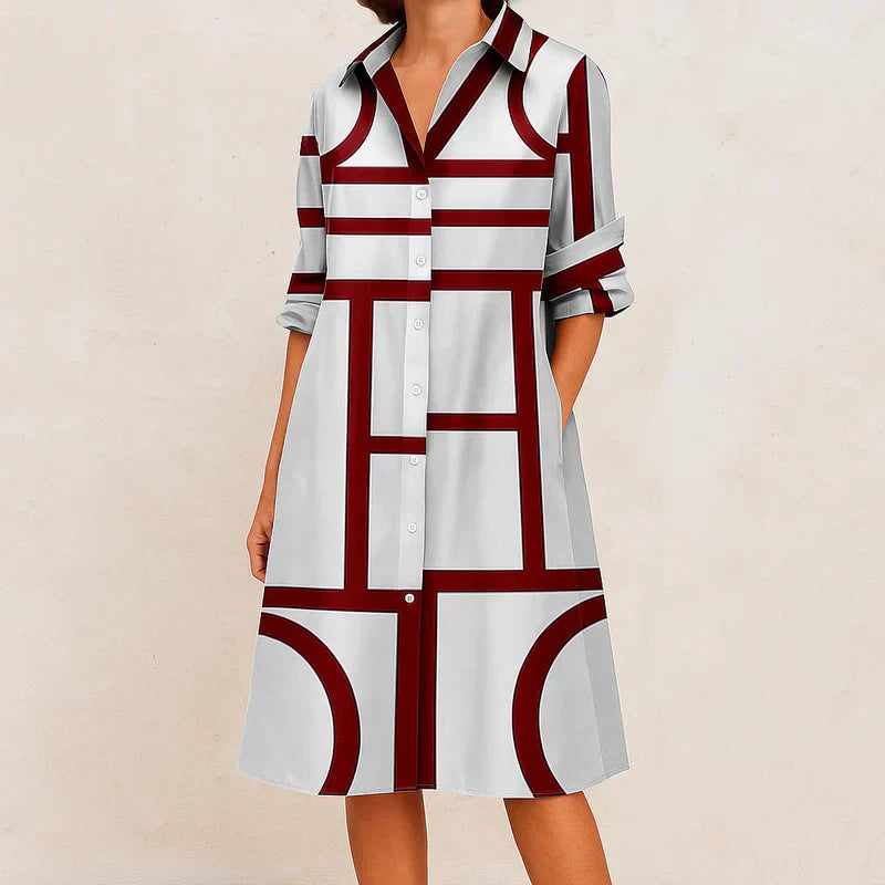Yalena | Elegante dames overhemdjurk met knoopsluiting – chique en comfortabel voor werk