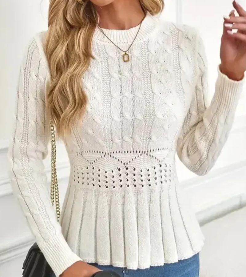 Calyxia | Elegante peplum-trui voor dames – zachte, lichtgewicht tricot, casual met lange mouwen