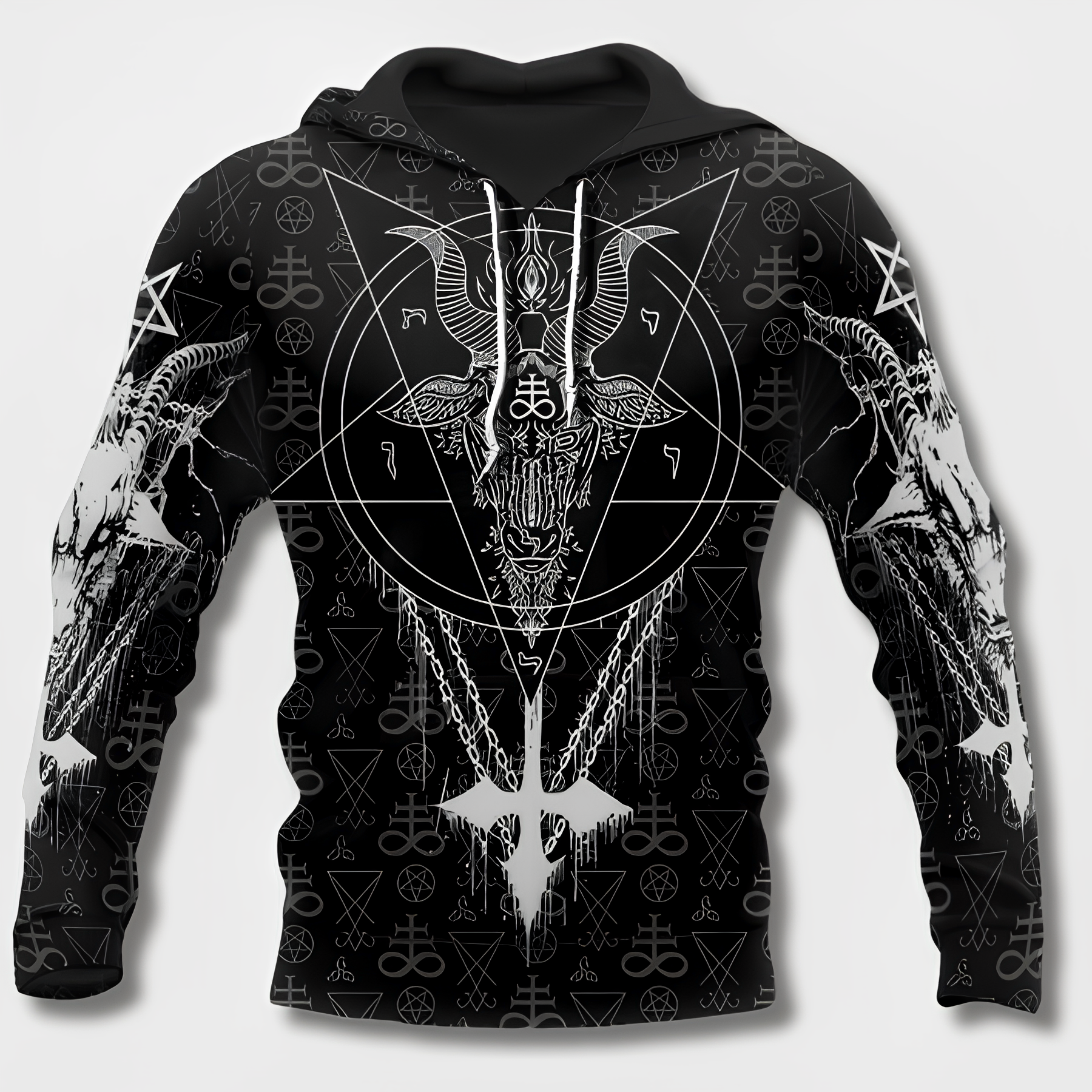 Jovanovic | Sweat à capuche Warrior Viking Tribal pour homme – Sweat imprimé, style streetwear décontracté