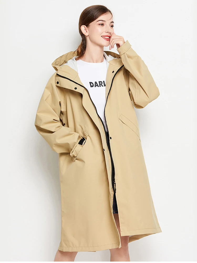 Anna | Wasserdichter und winddichter Damen-Regenmantel mit verstellbarer Kapuze, leichte Outdoor-Jacke