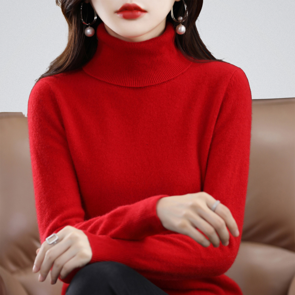 Lurina | Zachte coltrui voor dames – Gebreide trui met lange mouwen, warme casual wintertrui