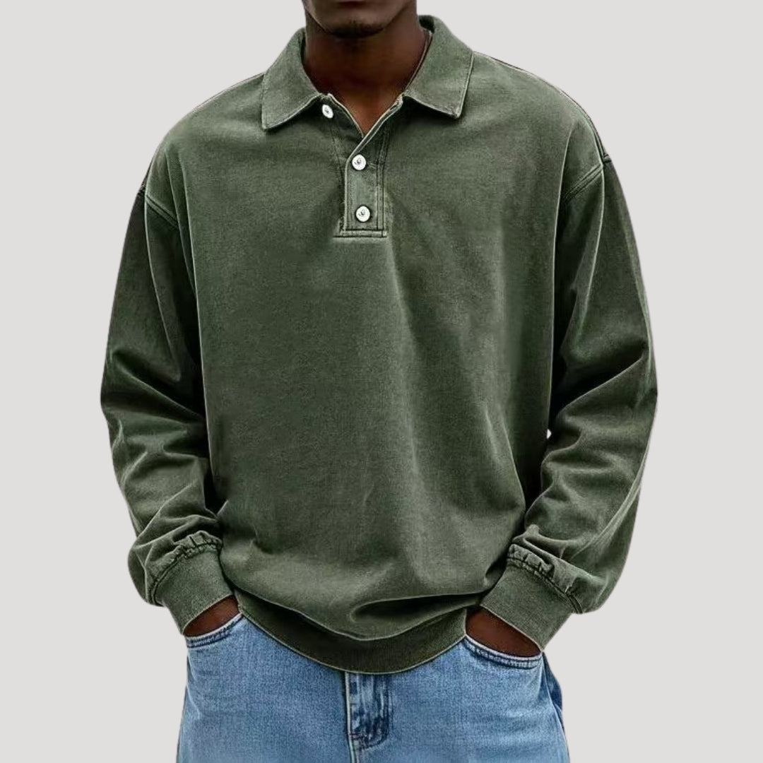 Lumor | Polo voor heren van zacht geborsteld katoen – Casual comfortabel shirt met lange mouwen