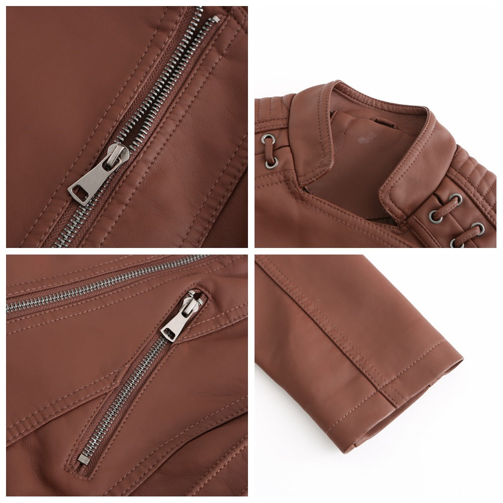 Marvina | Veste en cuir coupe ajustée – Veste de moto chic en agneau, vêtement d'extérieur élégant
