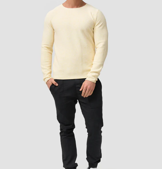 Lorvric | Pull classique à col rond pour homme – Pull léger et respirant en maille, haut décontracté