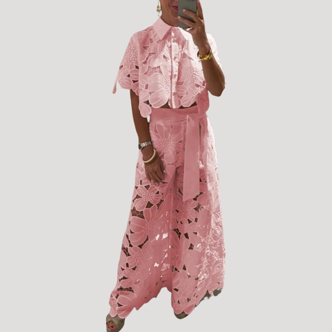 Avyrena | Dames set met kant – bijpassende top en rok, elegante tweedelige set
