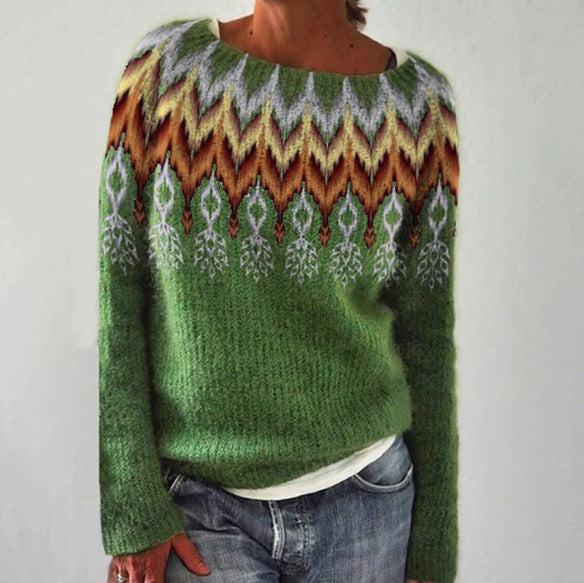Sena | Pull rétro femme – Pull vintage en maille à motifs