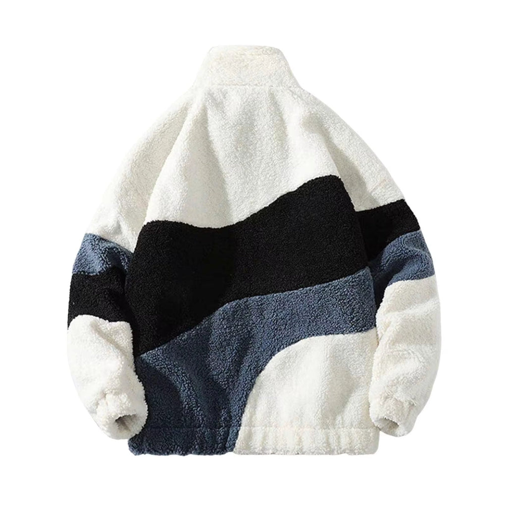 Bernhard | Warmer Teddy-Mantel für Herren mit Stehkragen, Fleecejacke, lässiger Wintermantel, zweifarbiges Design
