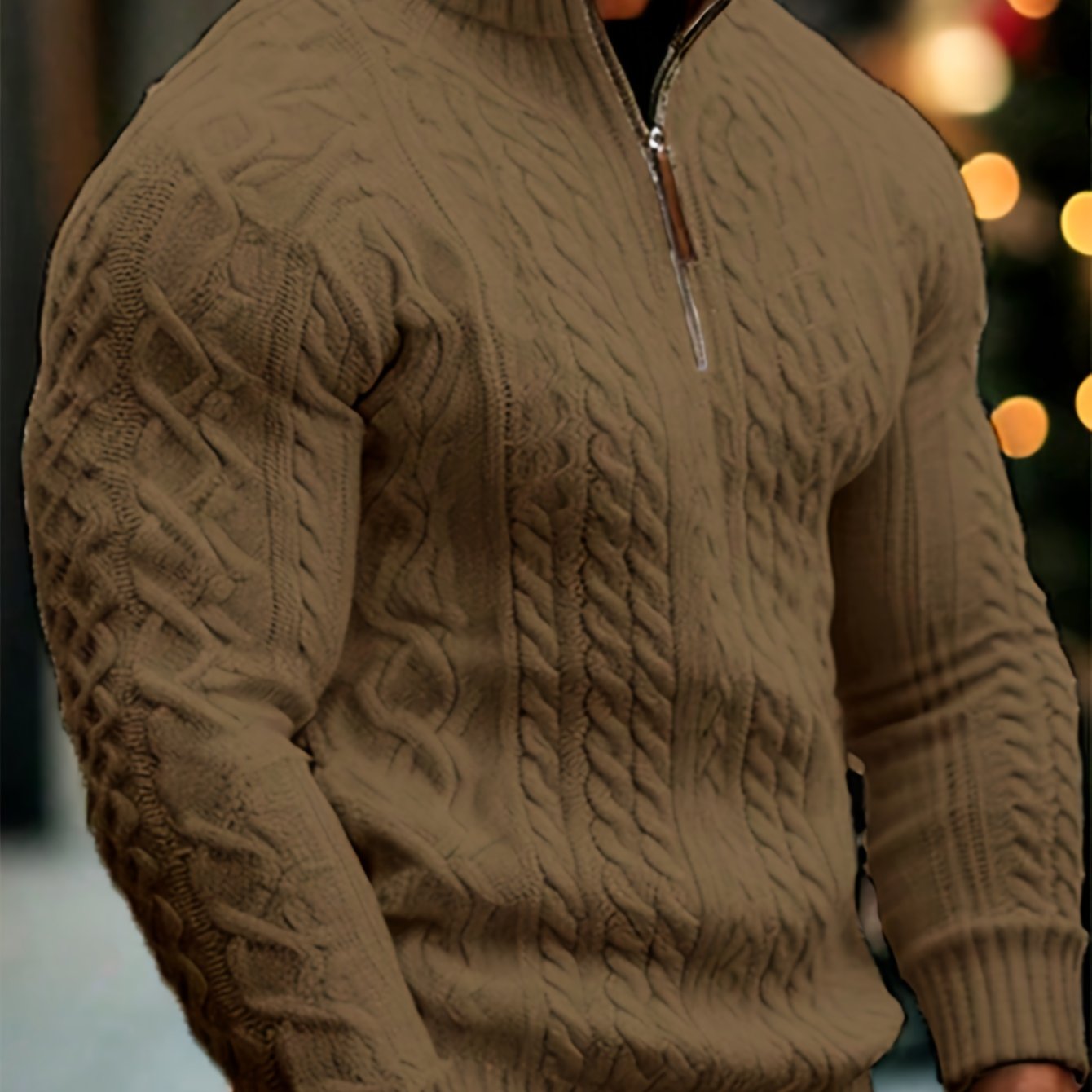 Dagfinn | Herren-Pullover mit Stehkragen und halber Reißverschluss, weiches Strickmaterial