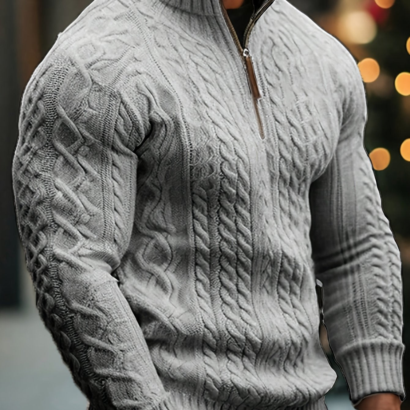 Dagfinn | Herren-Pullover mit Stehkragen und halber Reißverschluss, weiches Strickmaterial
