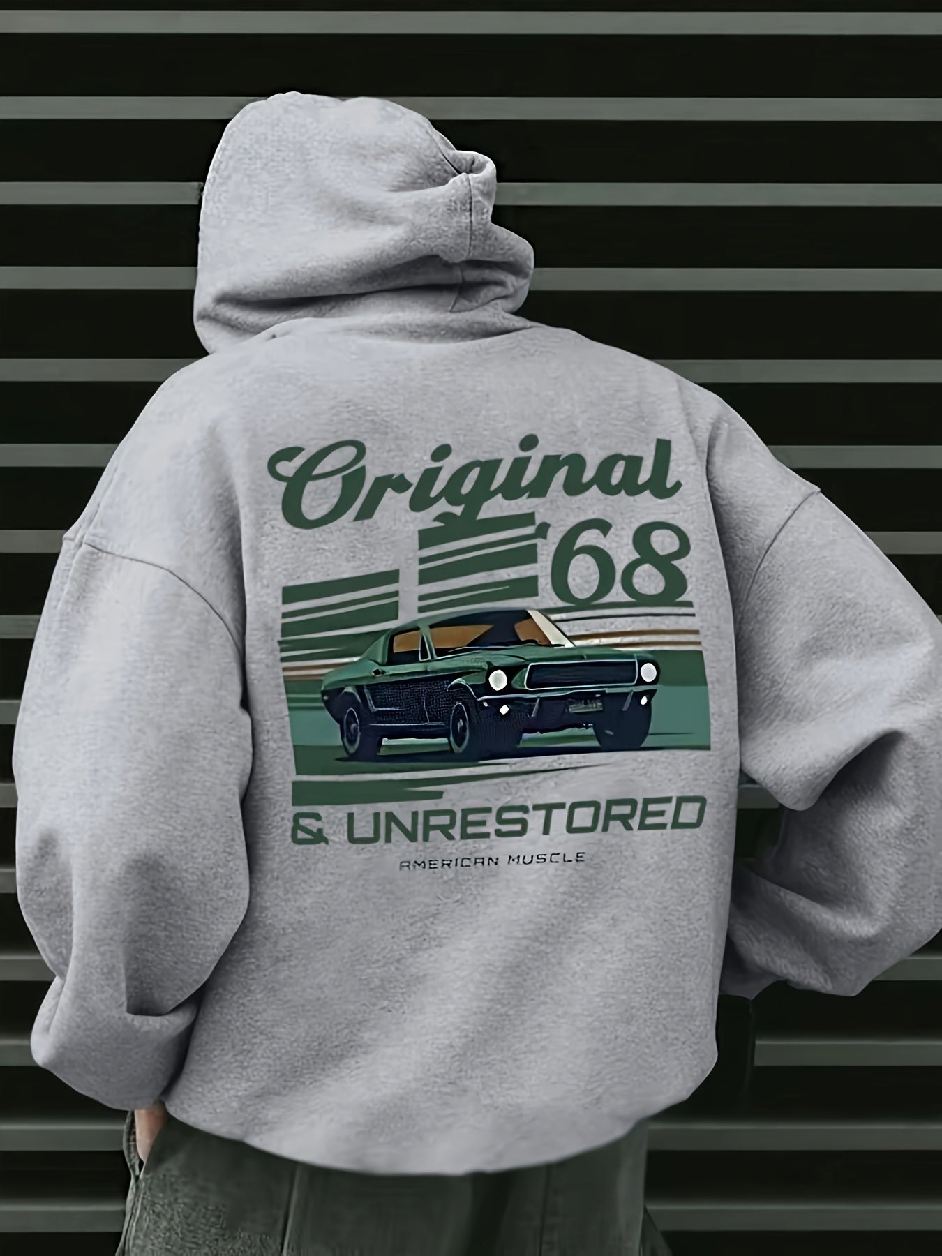 Caeron | Retro Muscle Car-hoodie voor heren – Losvallend sweatshirt van French Terry met zakken