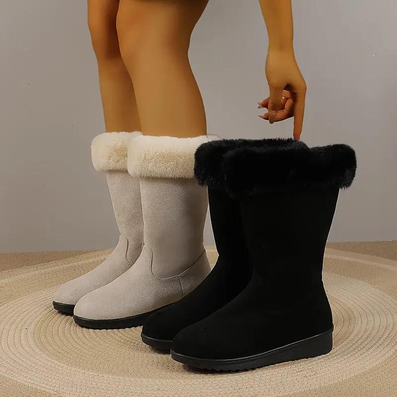 Myxelle | Warme winterlaarzen voor dames – Lichtgewicht, casual laarzen tot halverwege de kuit, gevoerd met zachte imitatiewol