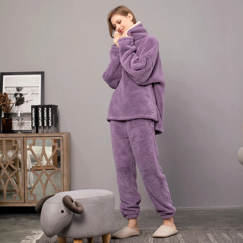 Kairyn | Fleece pyjamaset voor dames – Comfortabel, dik en ultrazacht voor winterse nachten