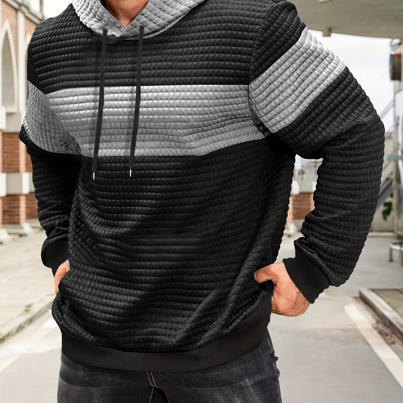 Sylas | Heren hoodiesweater met kleurblokken, casual pullover, trendy streetwear