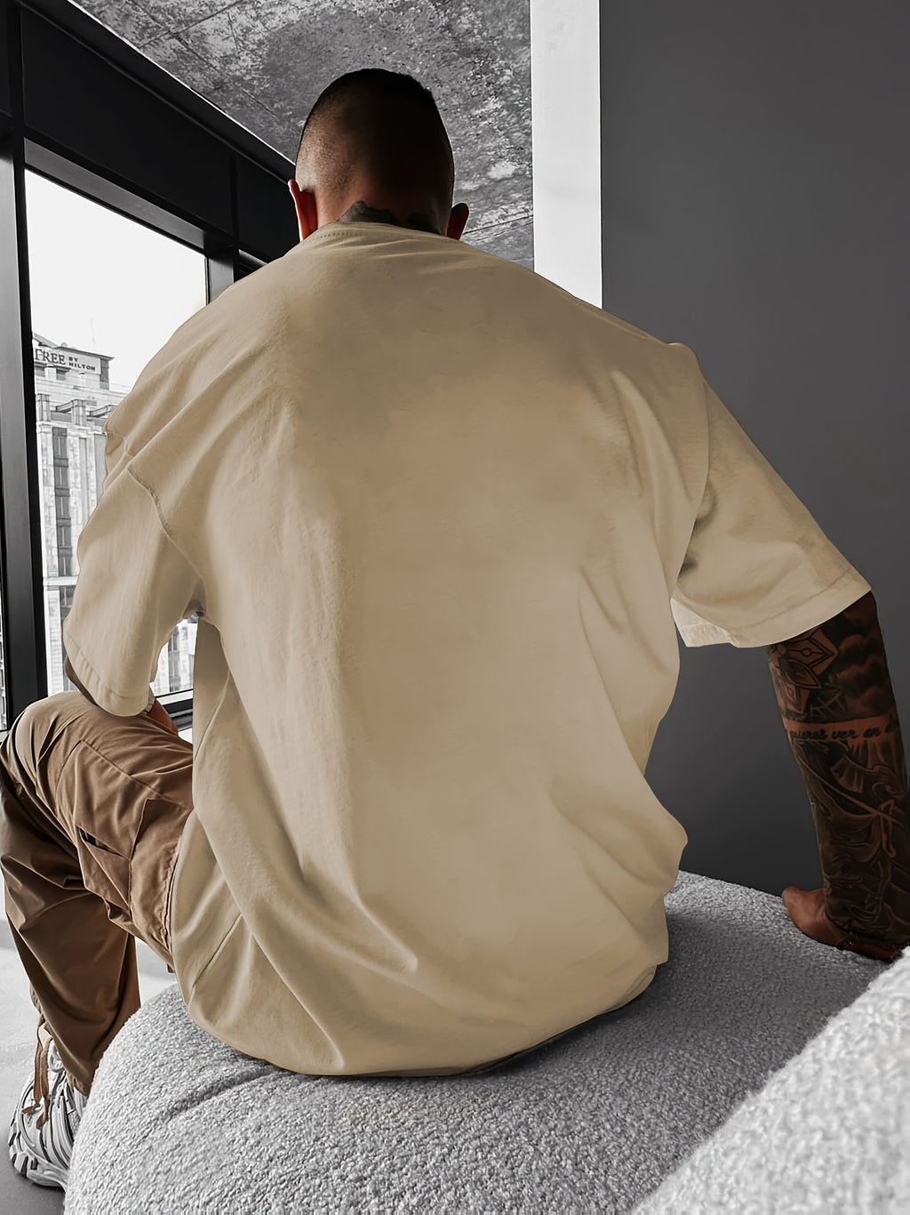 Lucian | Heren T-shirt met Japanse kersenbloesemprint – Streetwear casual T-shirt met korte mouwen