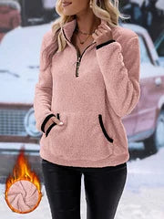 Eilina | Sherpa-Pullover mit Stehkragen und halbem Reißverschluss – weiches, warmes und bequemes Winteroberteil